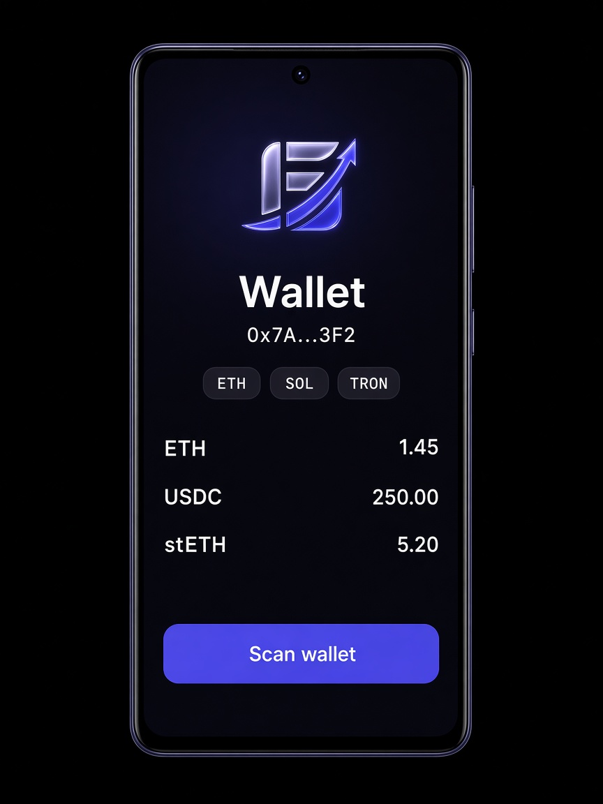 Public wallet scan with chain chips and token balances